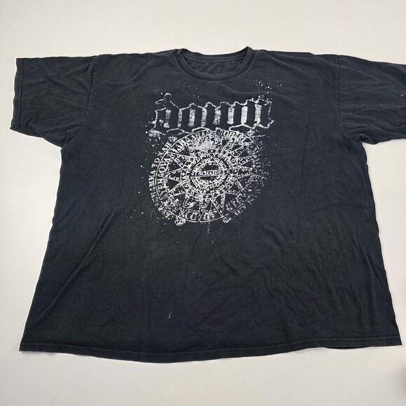 VTG Y2K Down Shirt Mens Black Metal Band Graphic Distressed Cracked Print - Picture 1 of 12